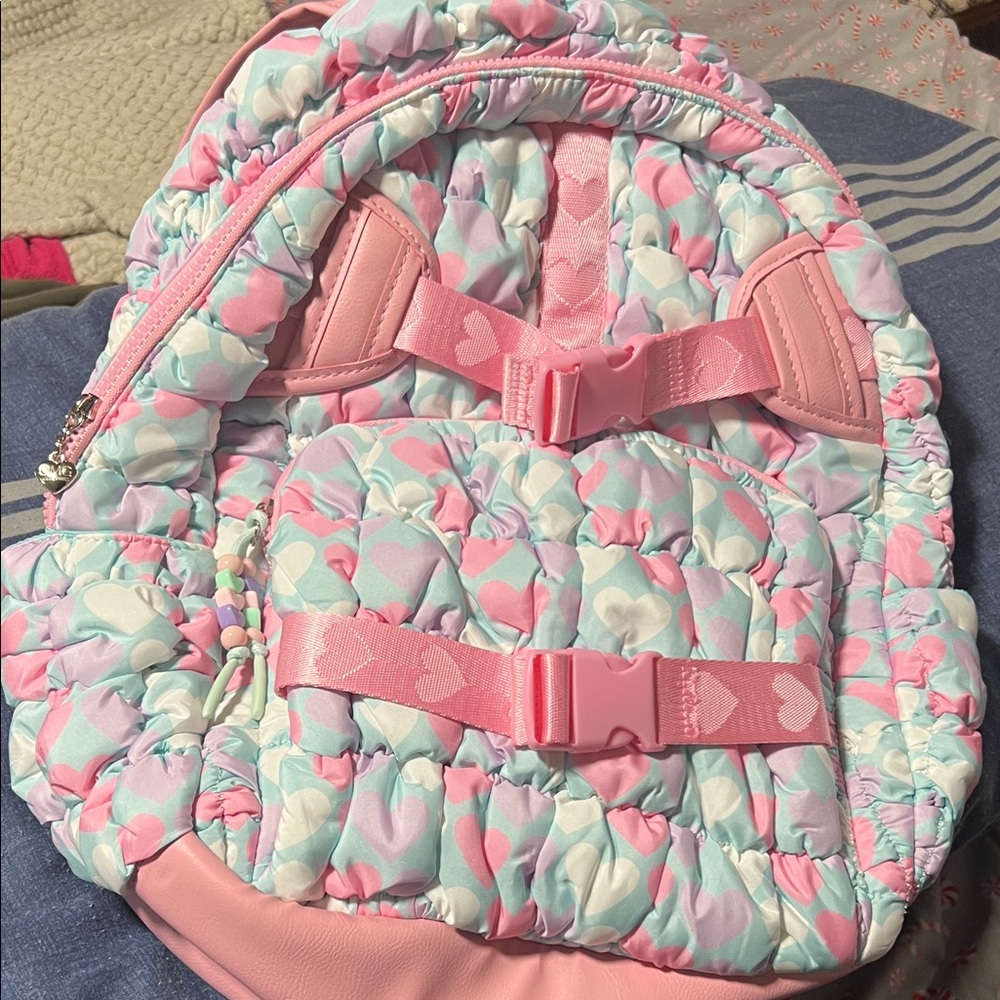 Charming Pink and Blue Heart Kids Backpack